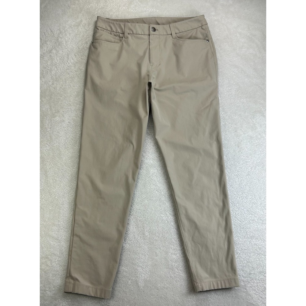 Lululemon ABC Chino Pants Mens 32 Beige Straight Leg 5 Pockets Slim Fit Outdoor
